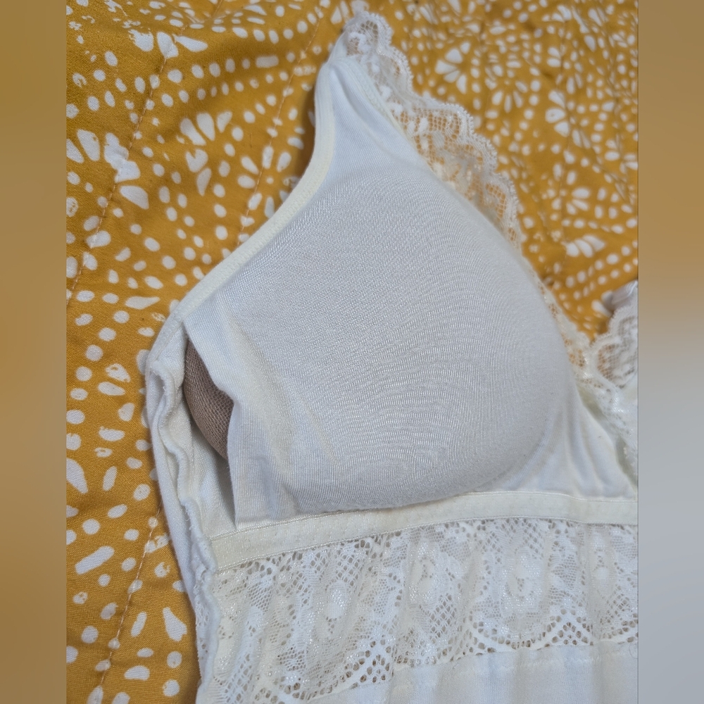 AnaOno Mastectomy Pocketed Lace Camisole Bra Ivory Size Medium - Picture 3 of 6